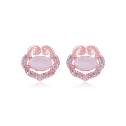 925 Sterling Silver Centred Moonstone Side Small Stone Detailing Earrings For Women