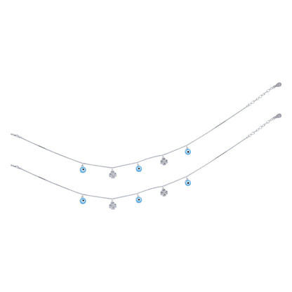 925 Sterling Silver Charming Clover Glance Anklet For Women