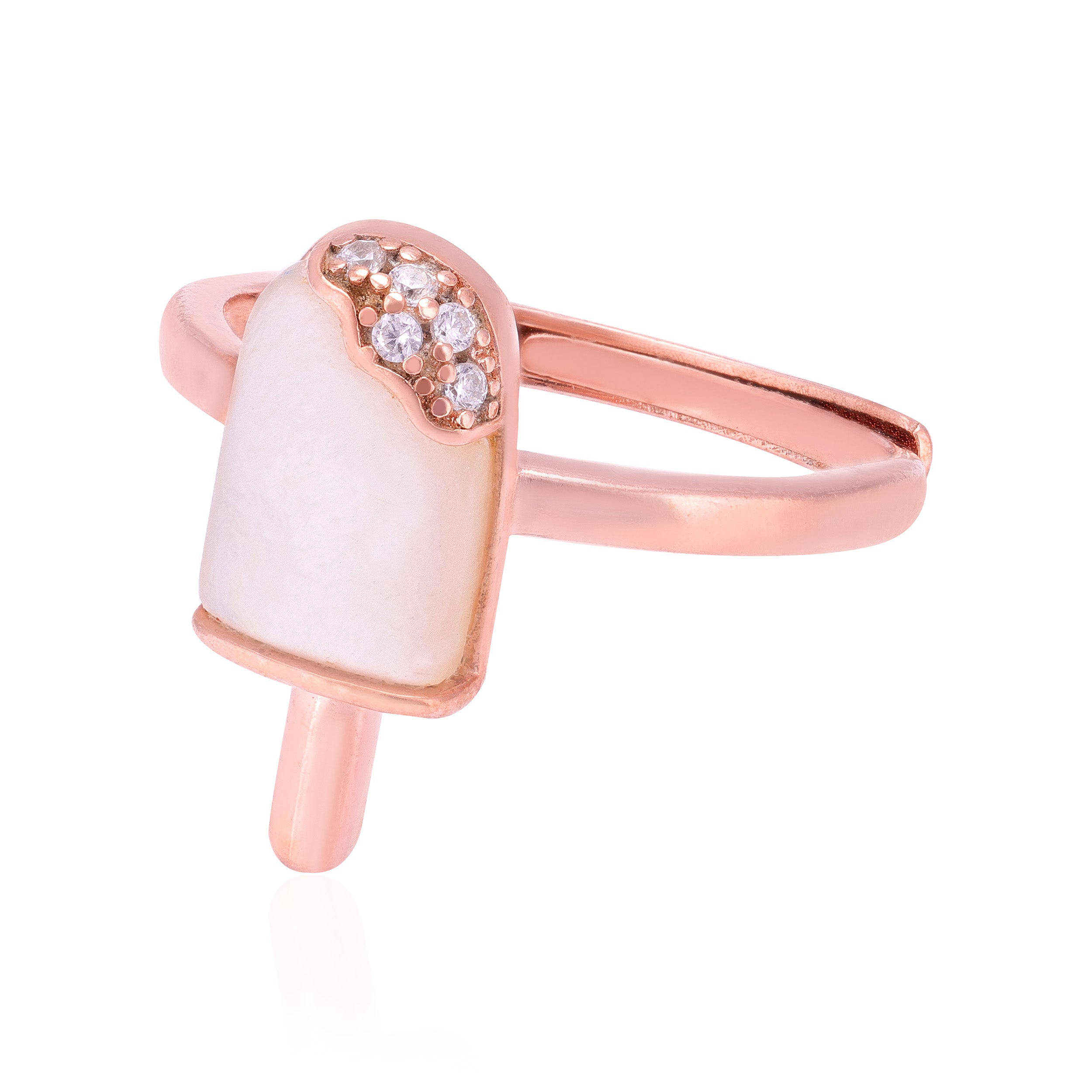 925 Sterling Silver Choco Drip Pop Rose Gold Plated Ring for Women
