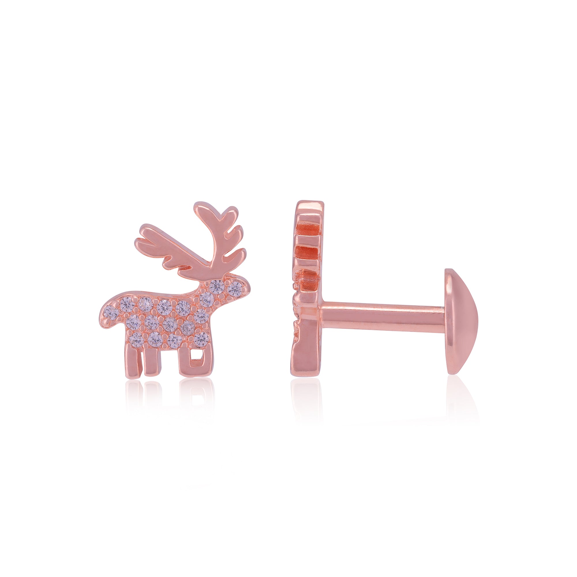 925 Sterling Silver Christmas Deer Earrings For Women