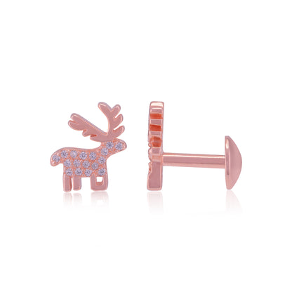 925 Sterling Silver Christmas Deer Earrings For Women