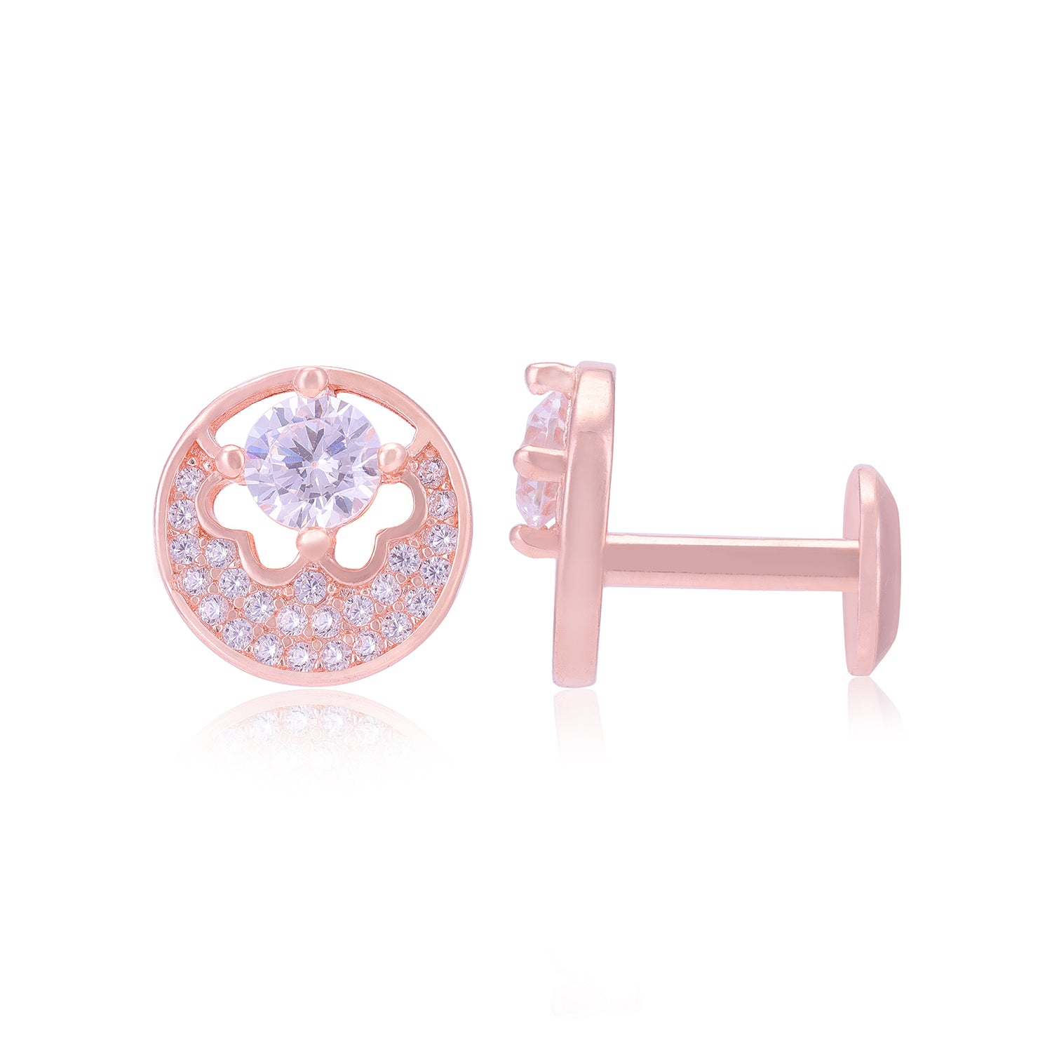 925 Sterling Silver Circle Centre Solitaire Stone Tiny Stones  Encircling Earrings For Women