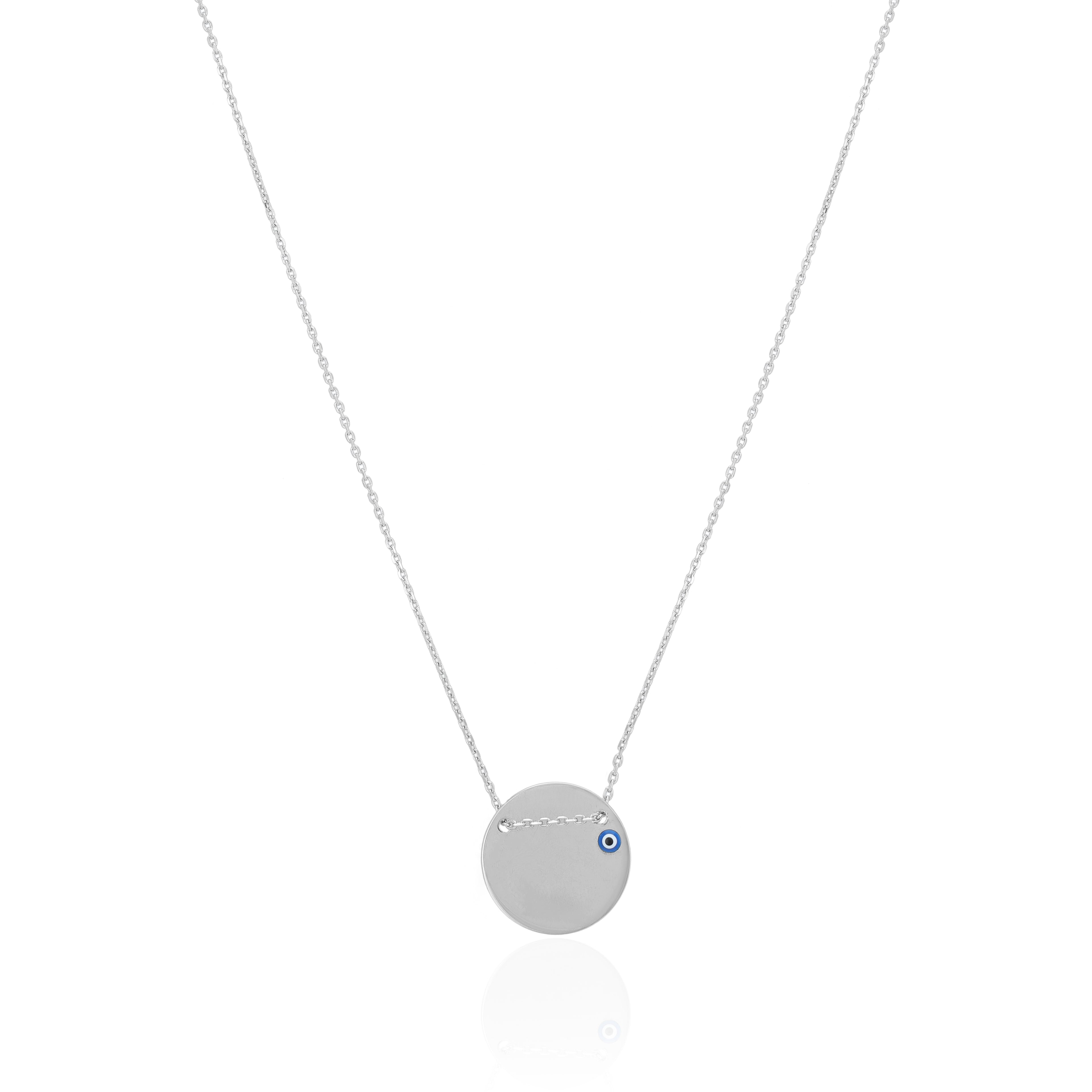 925 Sterling Silver Circle of Protection Evil Eye Pendant Chain