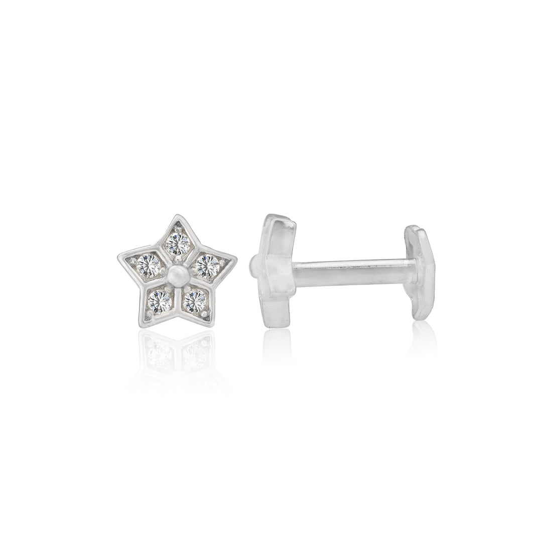 925 Sterling Silver Classic Floral Rhodium Plated Stud For Kids