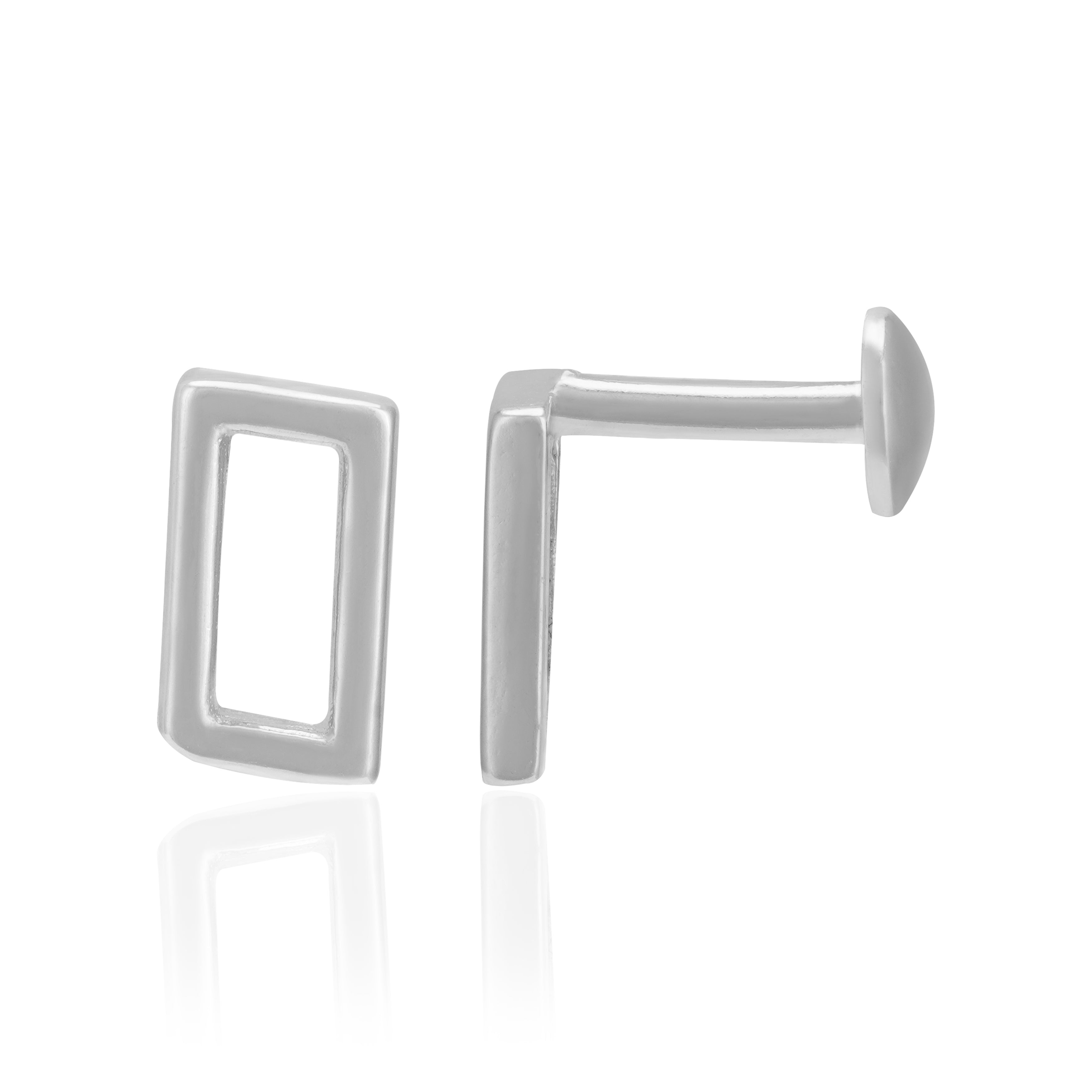 925 Sterling Silver Clear Cut Rhodium Plated Rectangle Charm Earrings for Women