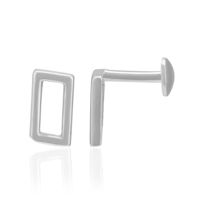 925 Sterling Silver Clear Cut Rhodium Plated Rectangle Charm Earrings for Women