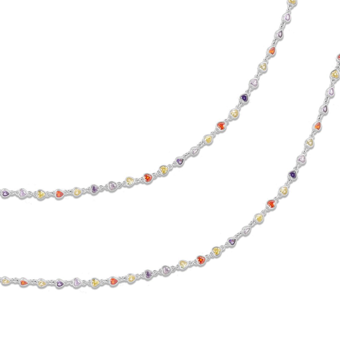 925 Sterling Silver Colour pop Hearts Anklets For Women