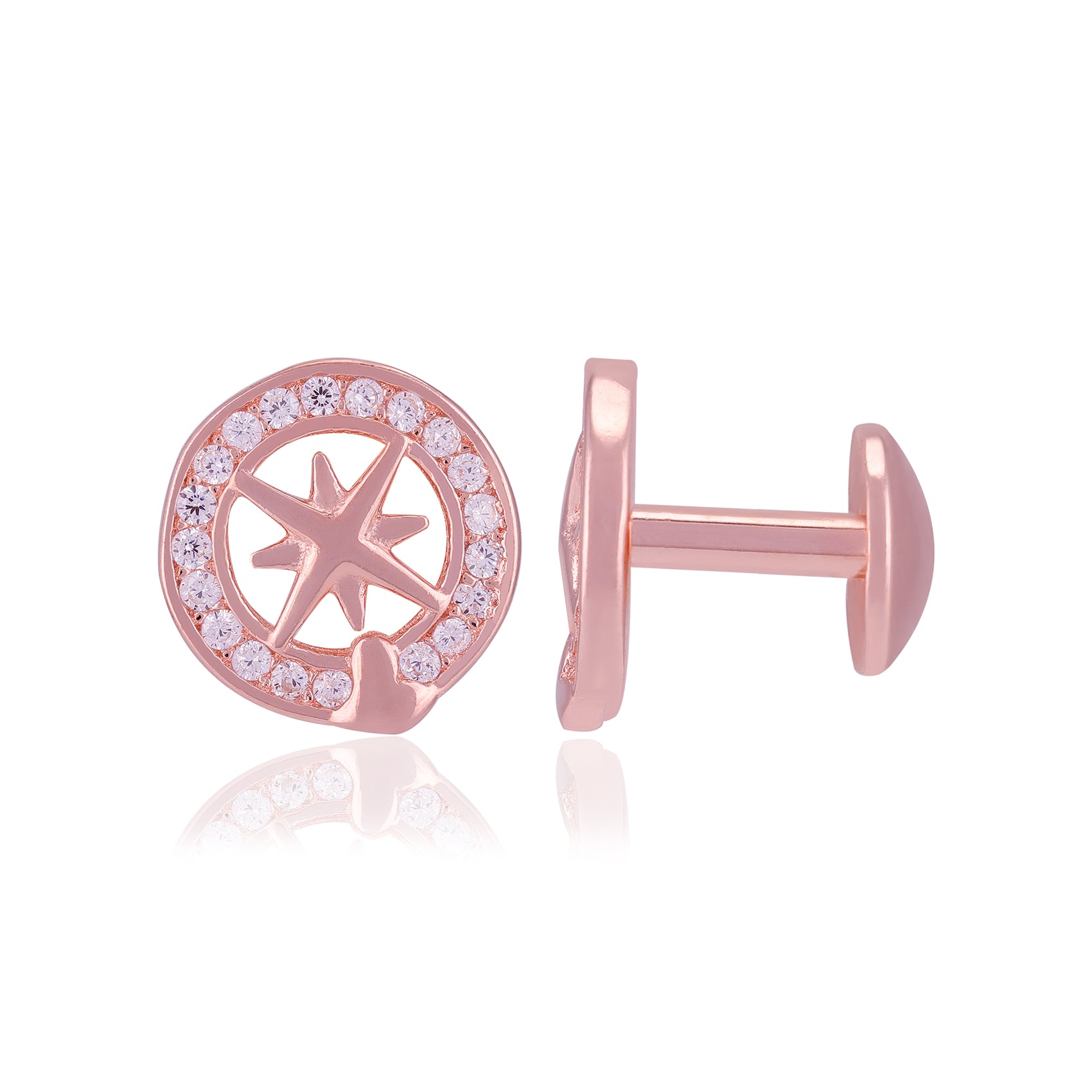 925 Sterling Silver Compass Center Earrings For Women