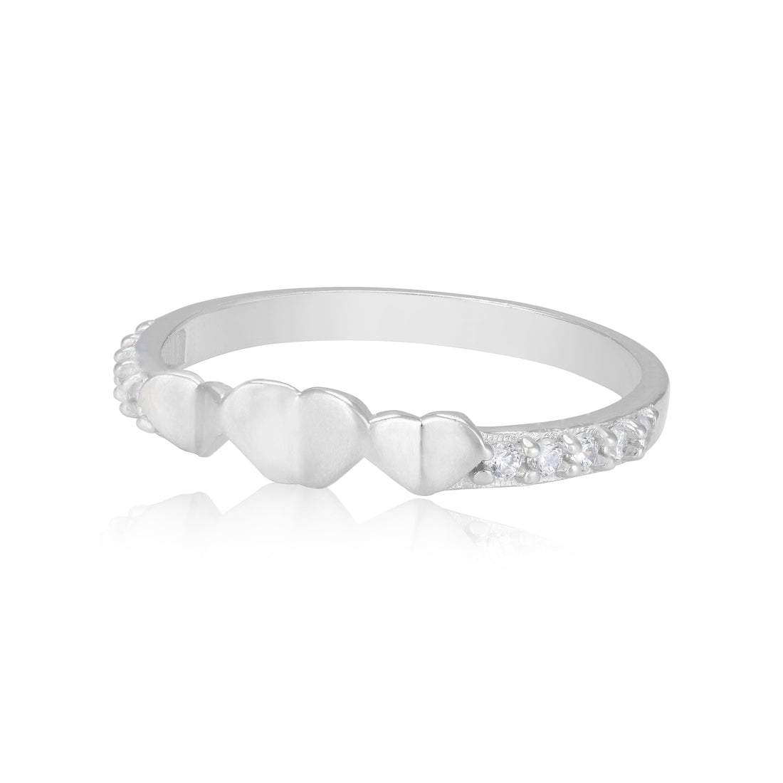 925 Sterling Silver Connected Hearts Radiance Ring for Women