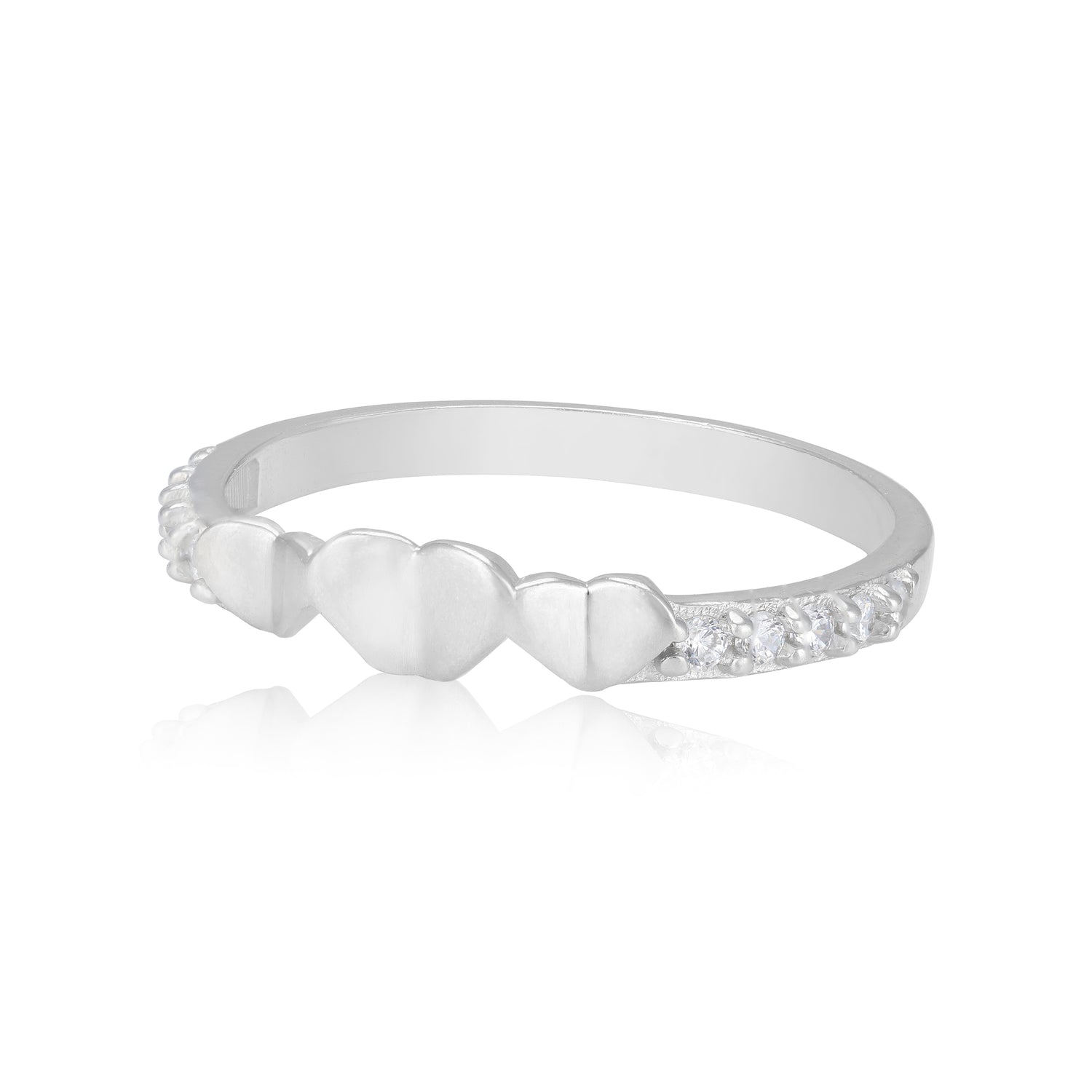 925 Sterling Silver Connected Hearts Radiance Ring for Women