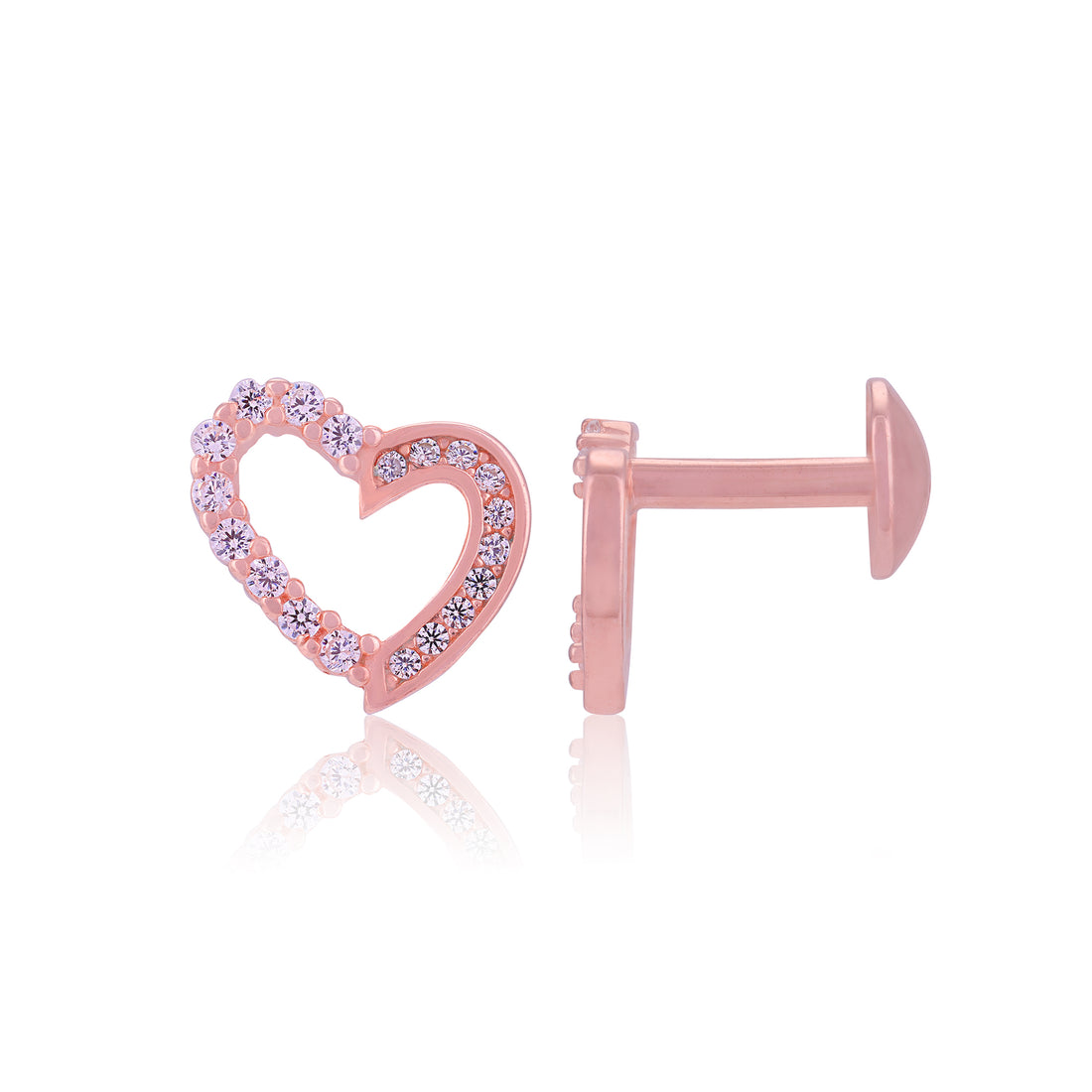 925 Sterling Silver Contrast Shine Heart Rose Gold Plated for Women