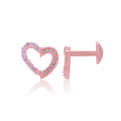 925 Sterling Silver Contrast Shine Heart Rose Gold Plated for Women