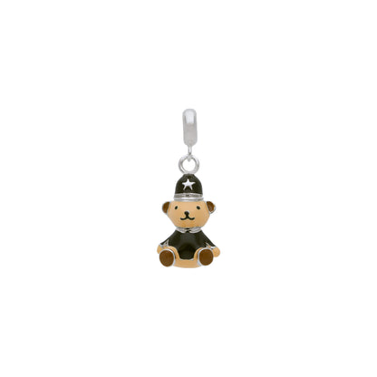 925 Sterling Silver Cop Bear Hero Rhodium Plated Pendant For Kids