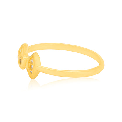 925 Sterling Silver Couture Bow Gold Plated Ring for Women