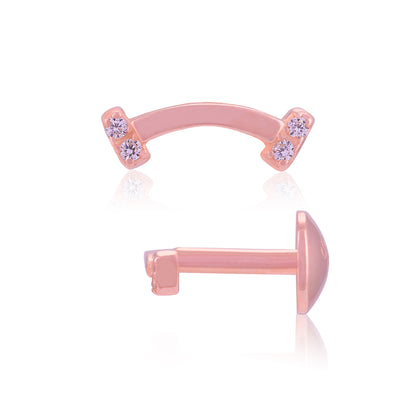 925 Sterling Silver Crescent Curve Rose Gold Plated Stud for Women