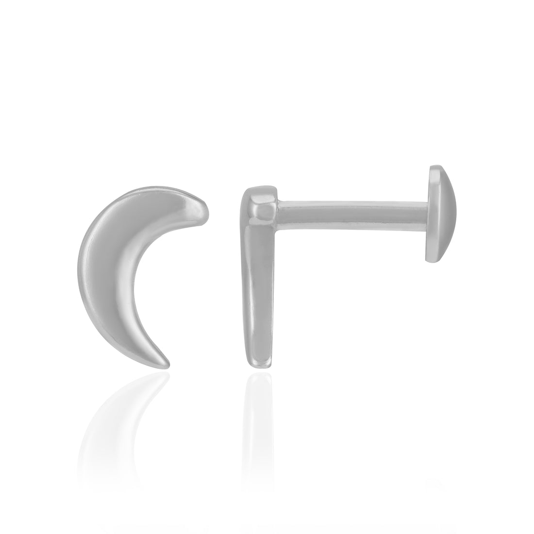 925 Sterling Silver Crescent Tiny Moon Rhodium Plated Earrings For Women