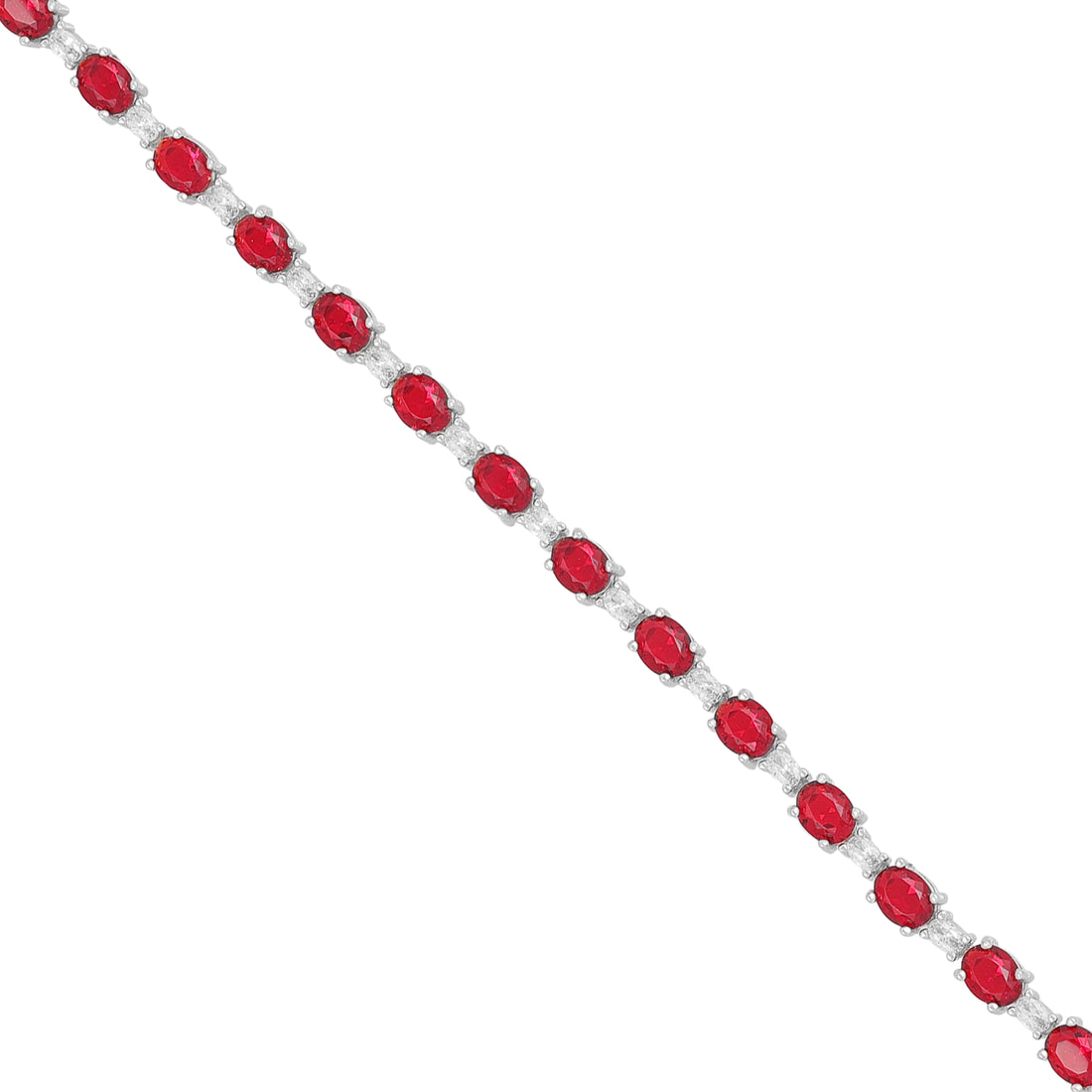 925 Sterling Silver Crimson Red Beads Rhodium Plated Bracelet For Women
