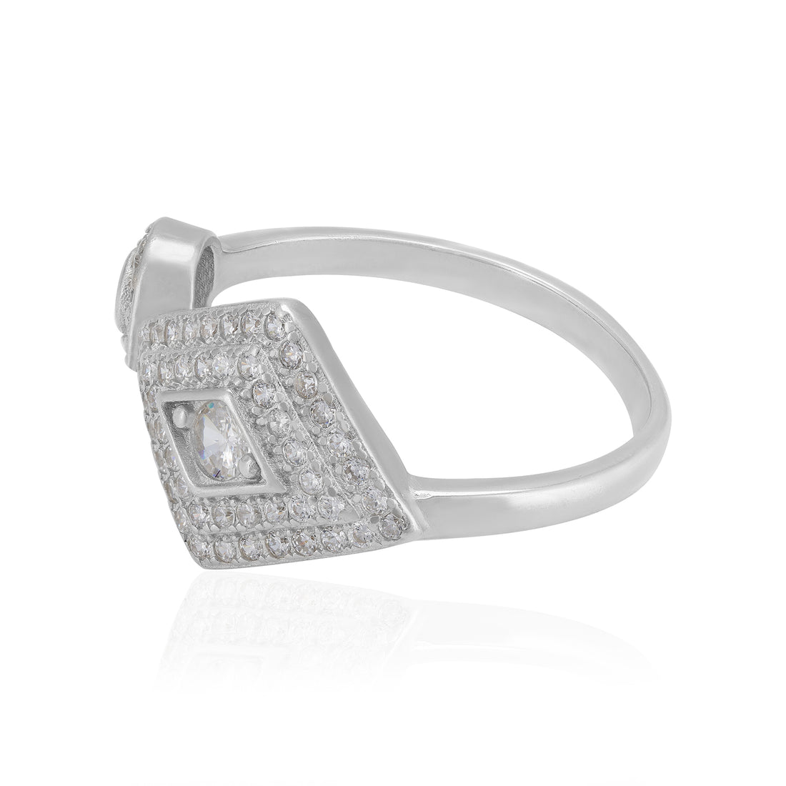 925 Sterling Silver Criss-Crossed Sparkling Diamond Twist Ring For Women