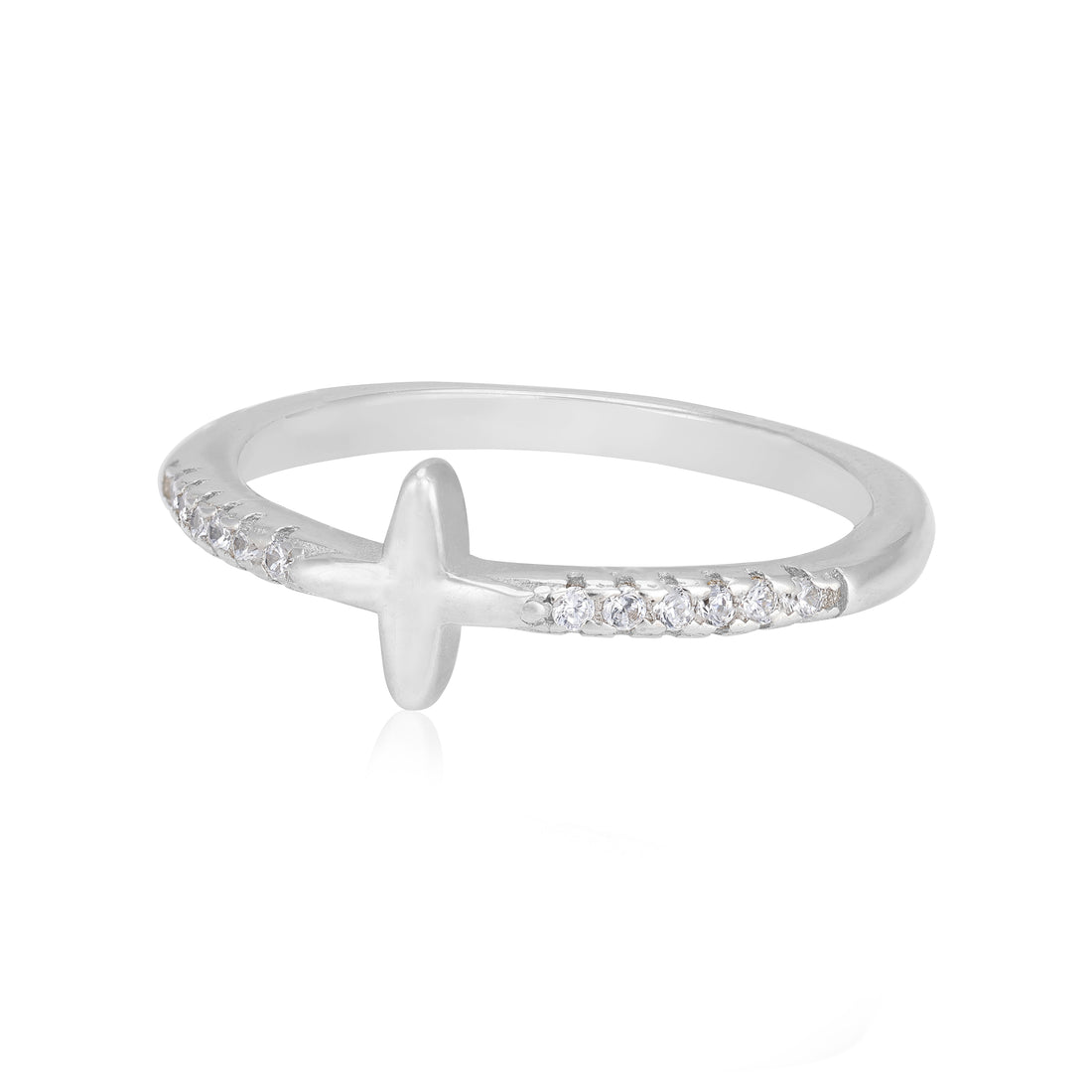 925 Sterling Silver Cross Radiance Pave  Ring for Women