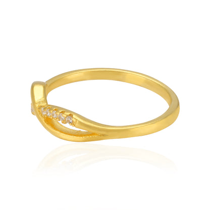 925 Sterling Silver Crossover infinity Gold Plated  Ring for Women