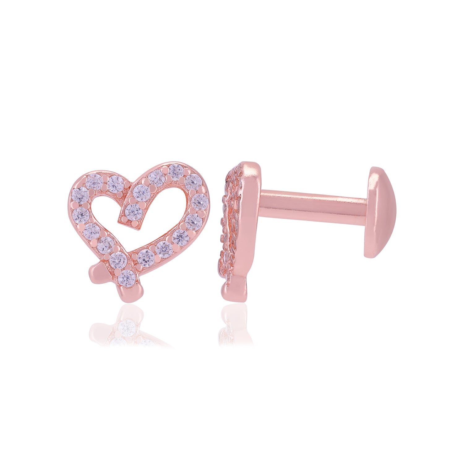 925 Sterling Silver Crystal Heart Earrings For Women