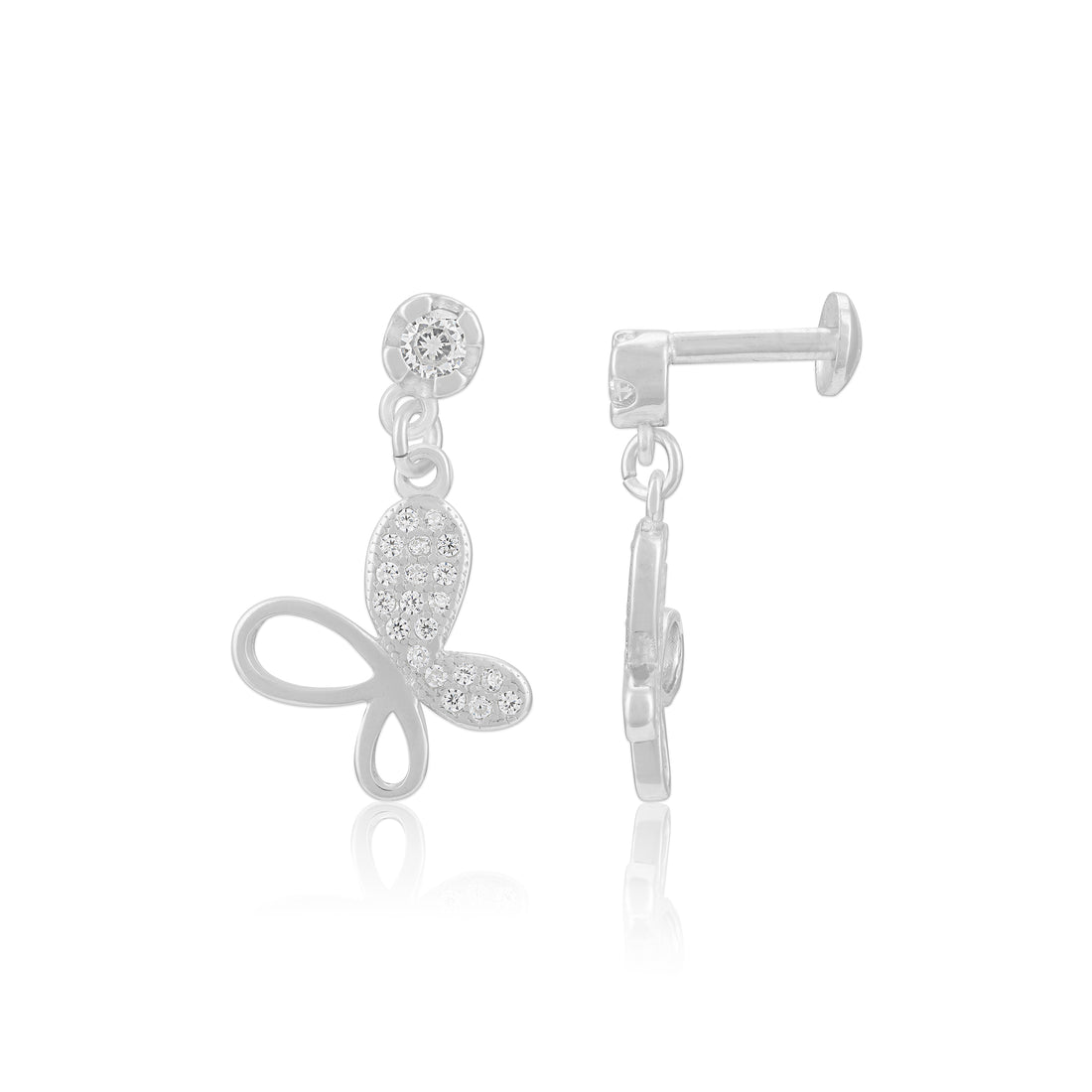 925 Sterling Silver Cubic Zircon Buttetfly Drop Earrinhgs For  Women