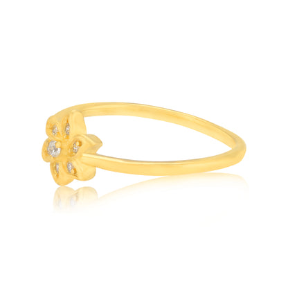925 Sterling Silver Dainty Star Bloom Gold Plated Ring for Women