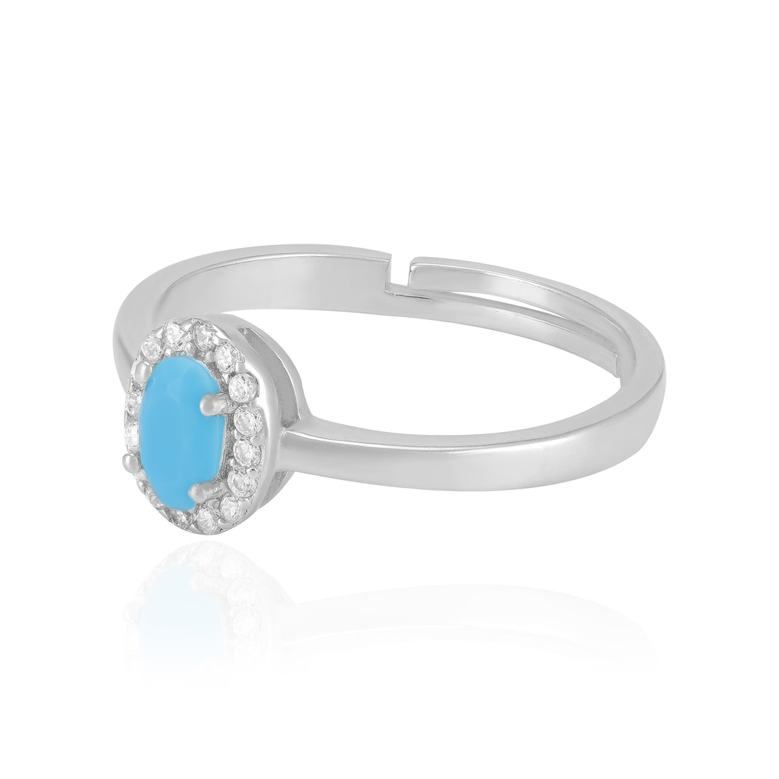 Sterling Silver December Month Oval Turquoise Birthstone Ring For Women