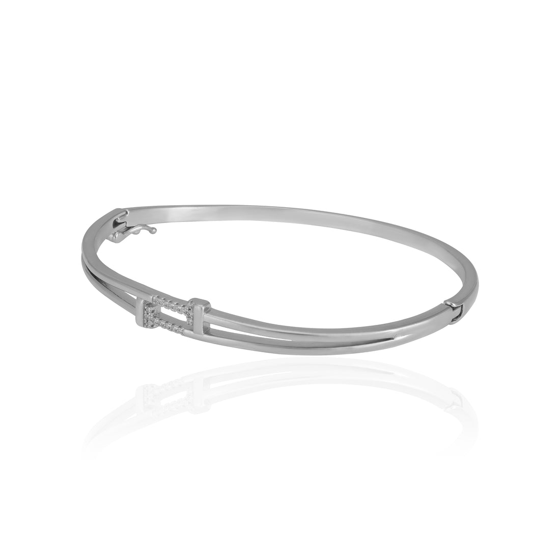 925 Sterling Silver Deco Strip Rhodium Plated Bracelet for Women