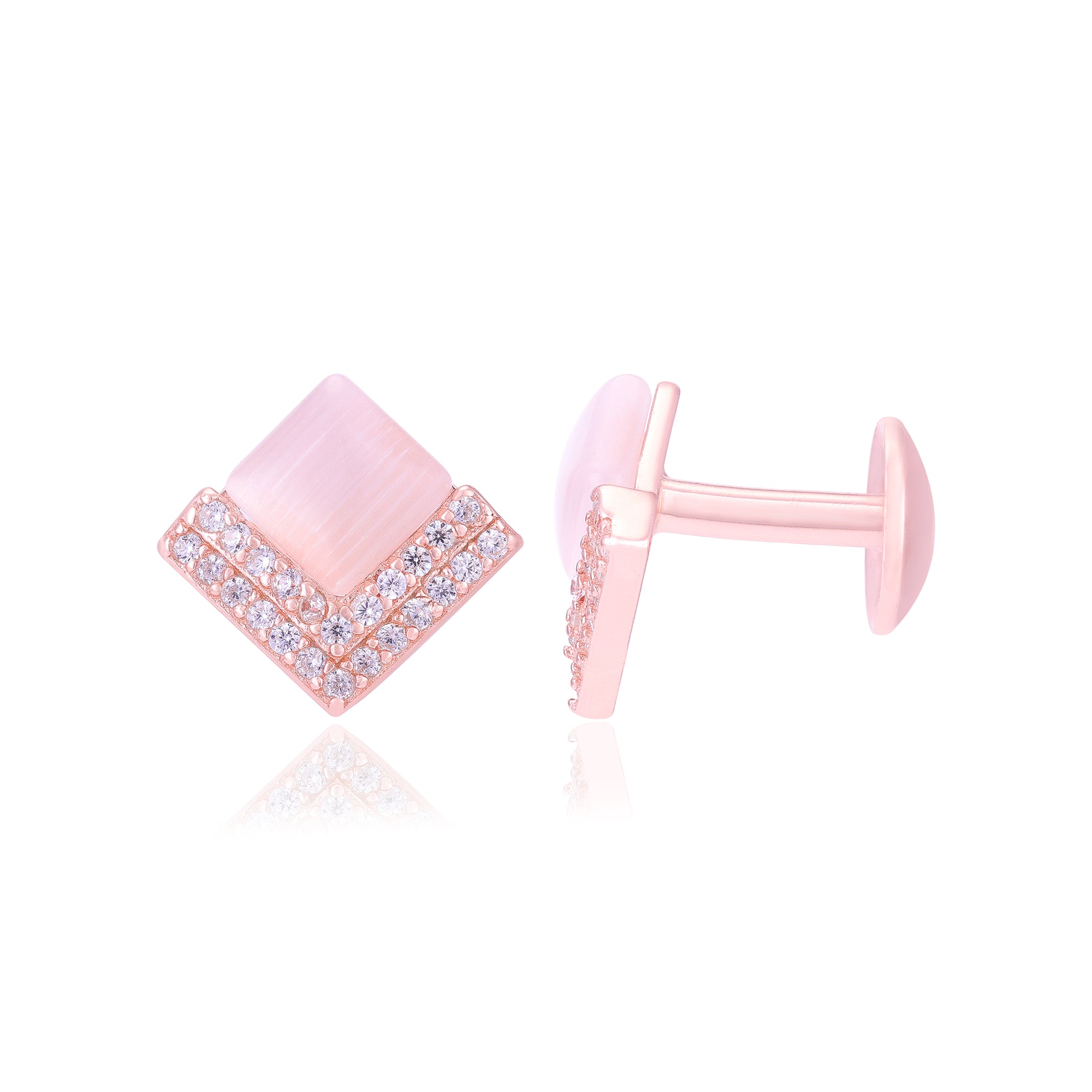925 Sterling Silver Diamond Shaped V Layer Stoned Earrings For Women
