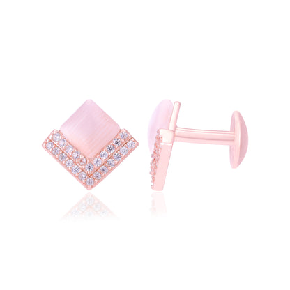 925 Sterling Silver Diamond Shaped V Layer Stoned Earrings For Women
