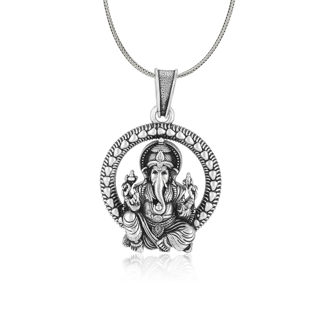 925 Sterling Silver Divine Ganesha Oxidised Pendants For Men &amp; Women