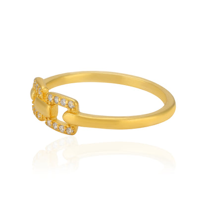 925 Sterling Silver Double Square Gold Plated Cocktail Ring for Women