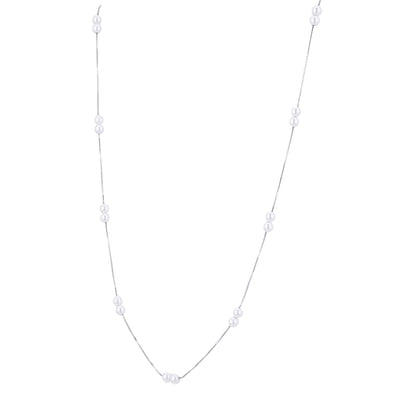 925 Sterling Silver Dual Elegance Alba Pearl Chain For Women