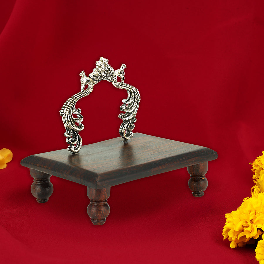 925 Sterling Silver Dual Peacock Simhasanam for Placing God Idols