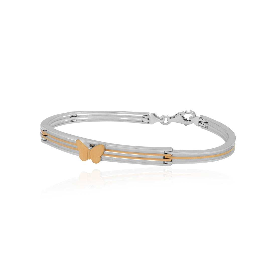 925 Sterling Silver Dual Tone Butterfly Charm Modern Kada for Women