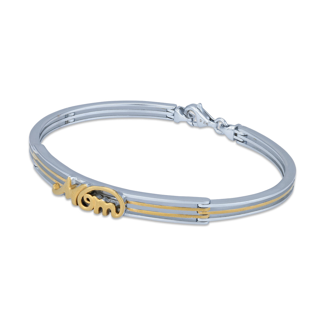 925 Sterling Silver Dual Tone ˜Mom Script Bangle for Women
