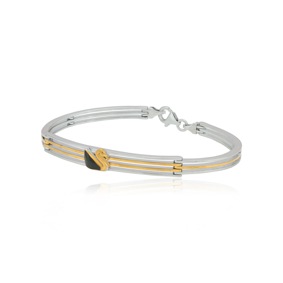 925 Sterling Silver Dual Tone Swan Charm Trendy Bracelet for Women