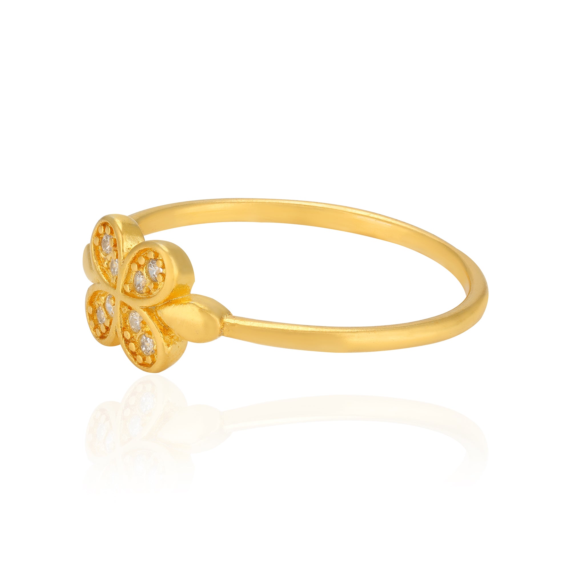 925 Sterling Silver Elegant Enleaf Gold Plated Ring for Women