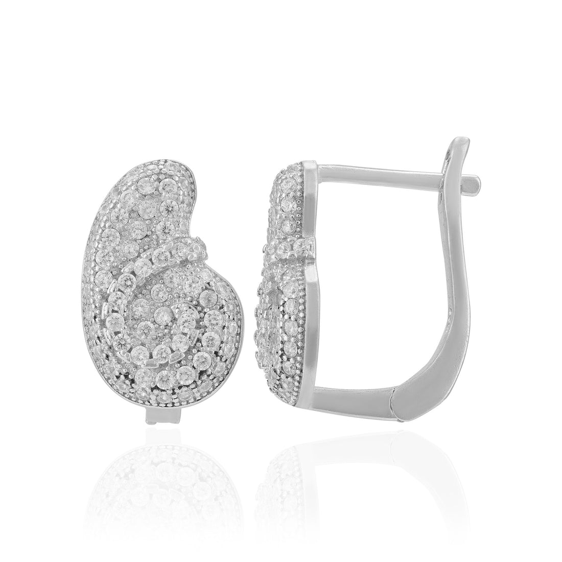 Sterling Silver Elegant Swirl Rhodium Plated Earrings For Women
