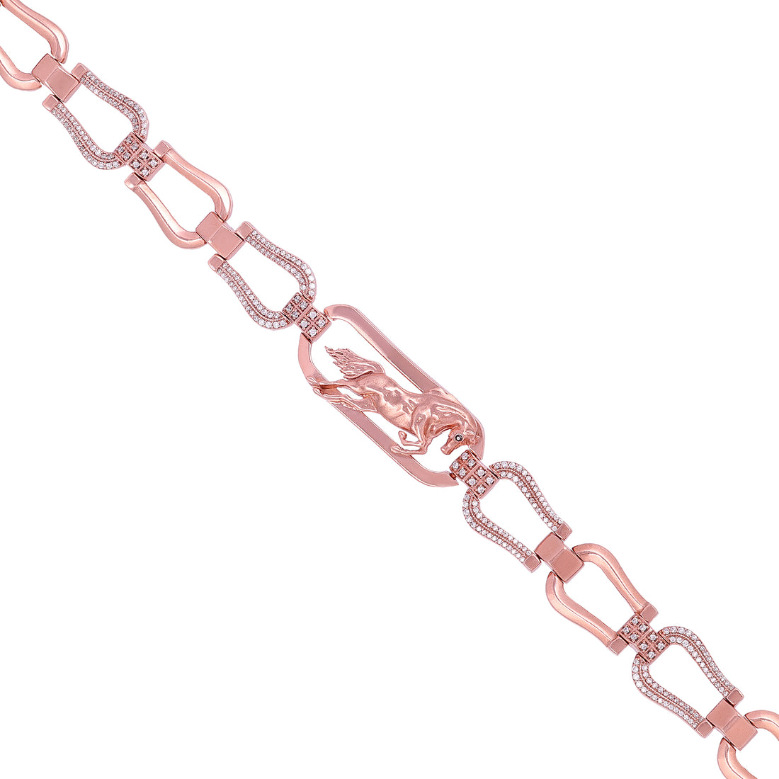 925 Sterling Silver Elongated Flat Link Chain Rose Gold Plated Bracelets For Women