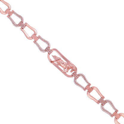 925 Sterling Silver Elongated Flat Link Chain Rose Gold Plated Bracelets For Women