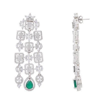 Sterling Silver Emerald Green Cascading Earring