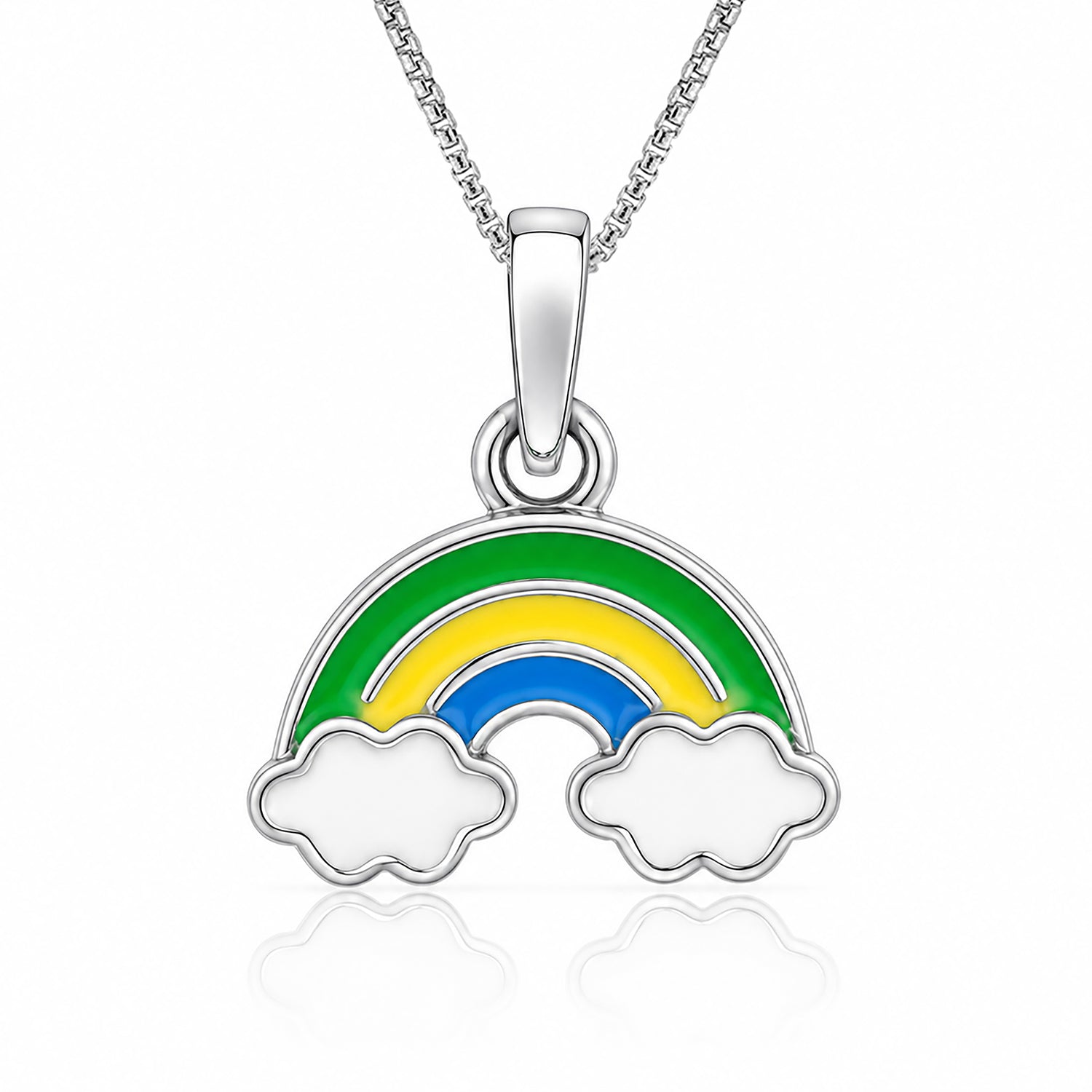 Sterling Silver EnamelRainbow and Clouds Charm Pendant