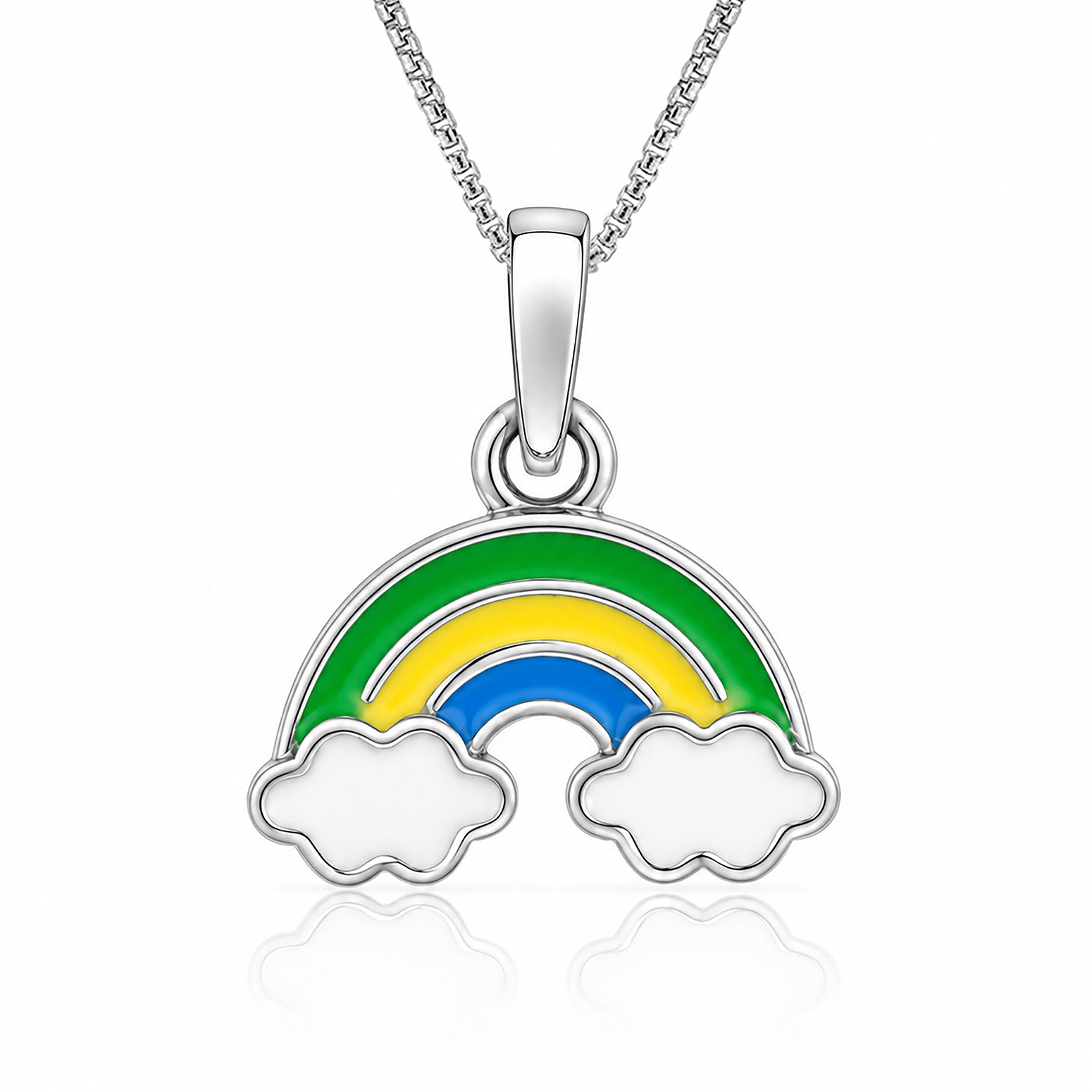 Sterling Silver EnamelRainbow and Clouds Charm Pendant