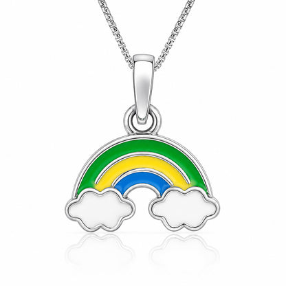 Sterling Silver EnamelRainbow and Clouds Charm Pendant