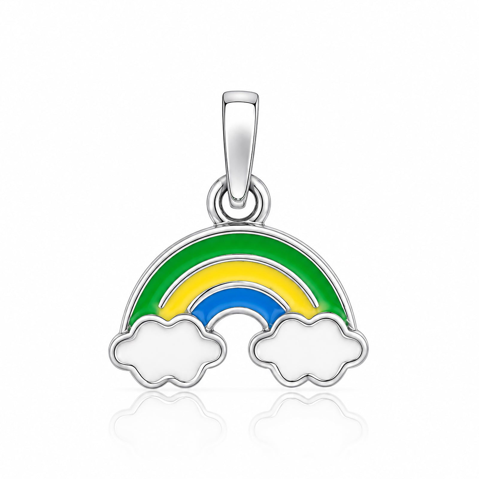Sterling Silver Enamel Rainbow and Clouds CharmPendant