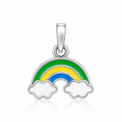 Sterling Silver Enamel Rainbow and Clouds CharmPendant