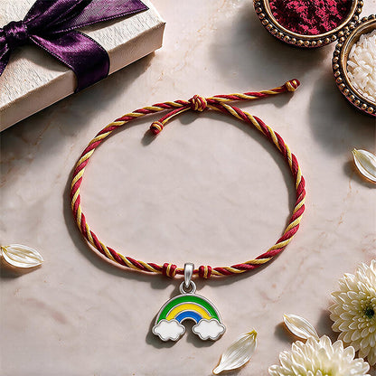 Sterling Silver Enamel Rainbow and Clouds Charm Pendant