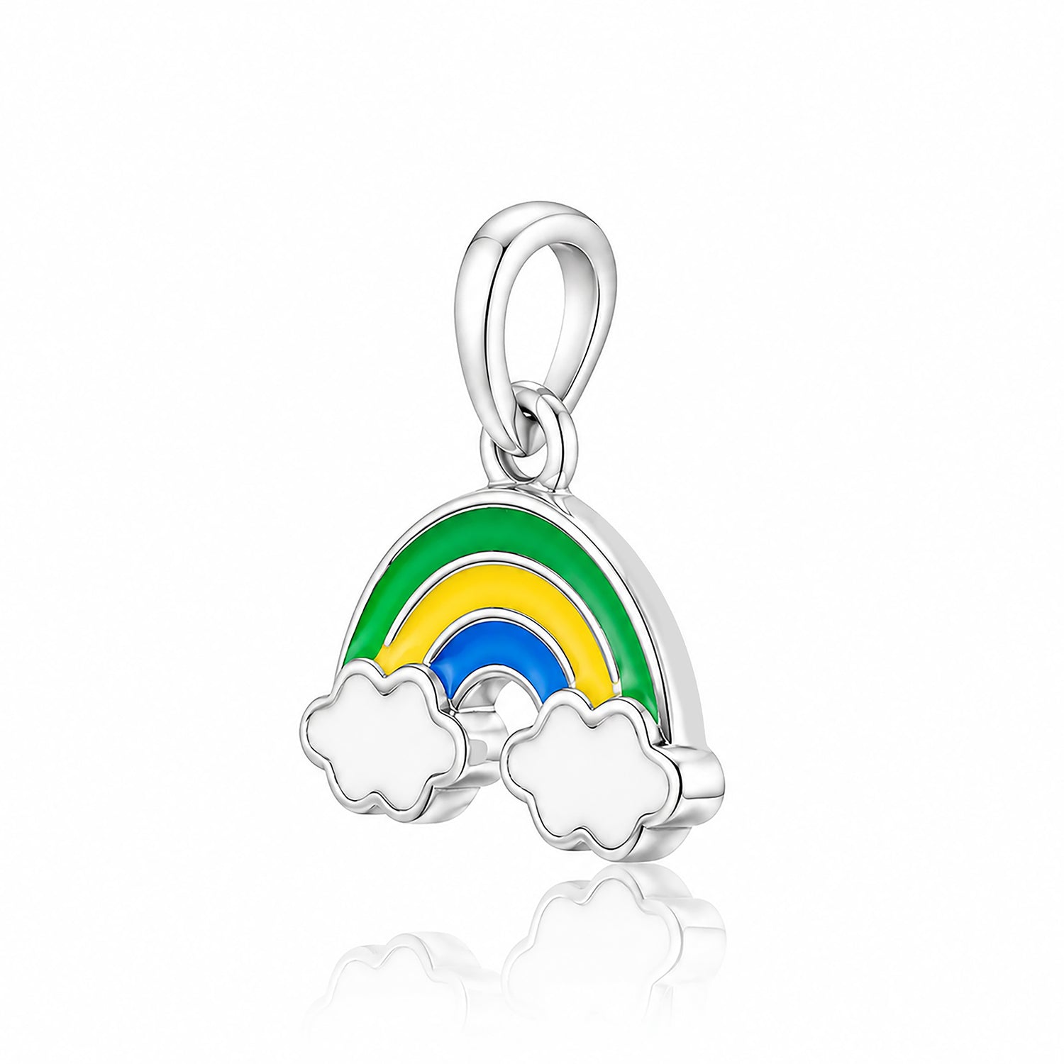 Sterling Silver Enamel Rainbow and Clouds CharmPendant